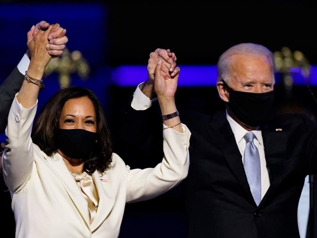 Kamala Harris and Joe Biden. First woman of color to be VP